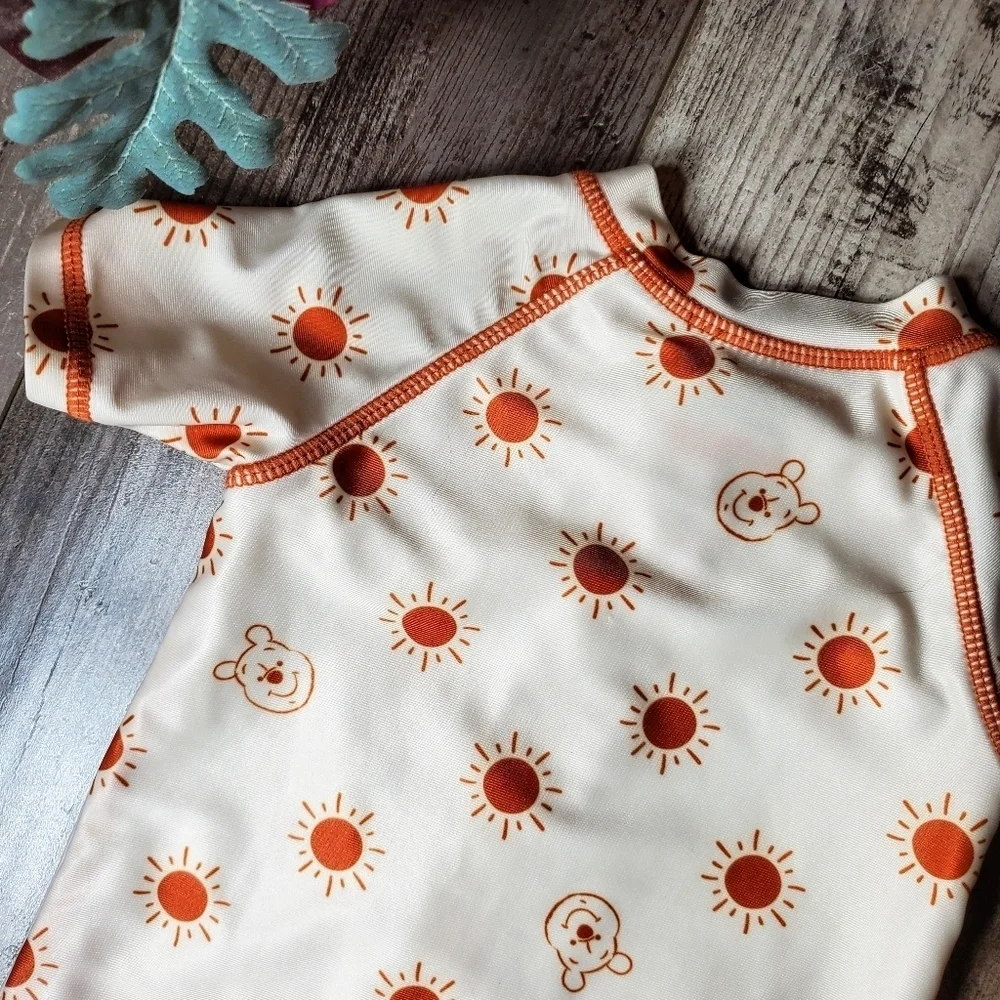 Disney Winnie the Pooh Baby Boys Infant Rash Guard Swimsuit Size 3/6 Months EUC